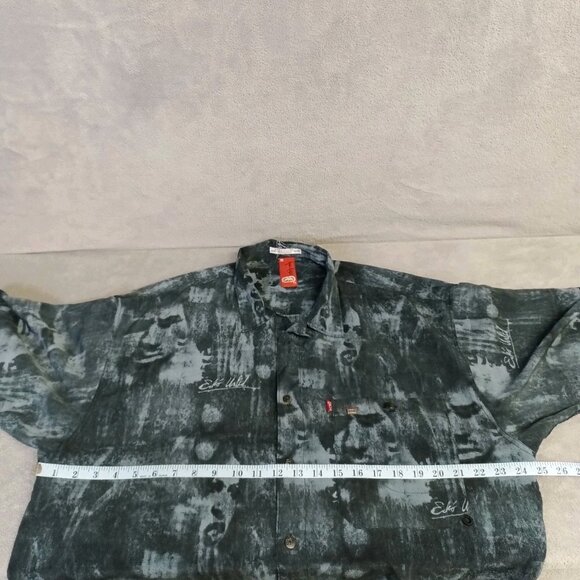Marc Ecko Shirt Men's XL Black Gray Button Down Shirt - Baggy Relaxed Y2K - Picture 4 of 7